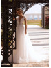 Beaded Ivory Floral Lace Tulle Buttons Back Fairytale Wedding Dress